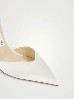 Saeda Silk Pumps With Crystal Ankle Strap