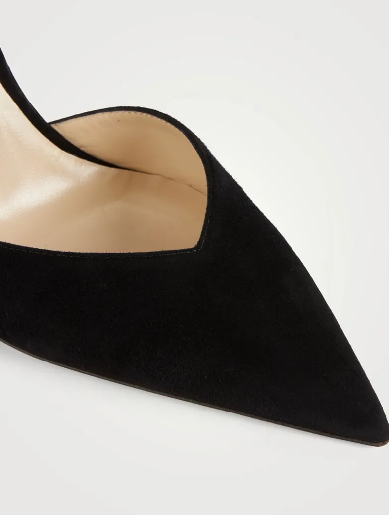 Saeda Suede Pumps With Crystal Ankle Strap