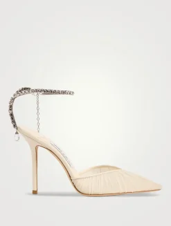 Saeda Tulle Pumps With Crystal Ankle Strap