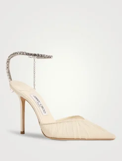 Saeda Tulle Pumps With Crystal Ankle Strap