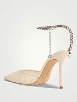 Saeda Tulle Pumps With Crystal Ankle Strap