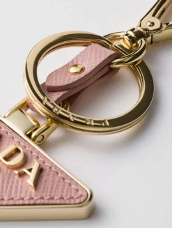 Saffiano Leather And Metal Keychain