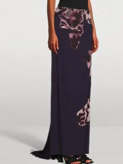 Salvix Maxi Skirt In Leopard Orchid Print