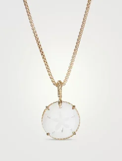 Sand Dollar Amulet With White Agate And 18k Yellow Gold