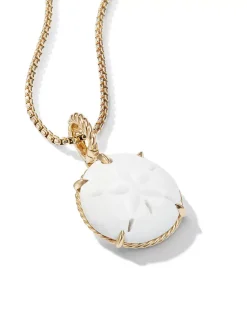 Sand Dollar Amulet With White Agate And 18k Yellow Gold