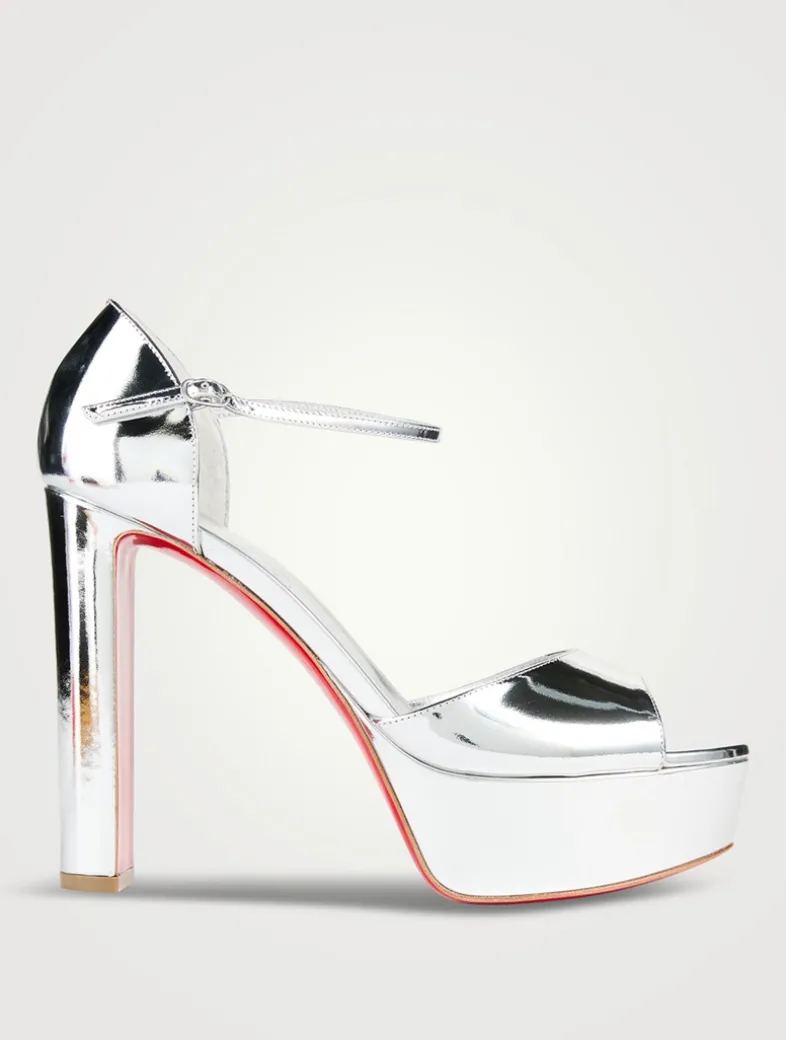 Sandaloo Mirrored Leather Platform Sandals