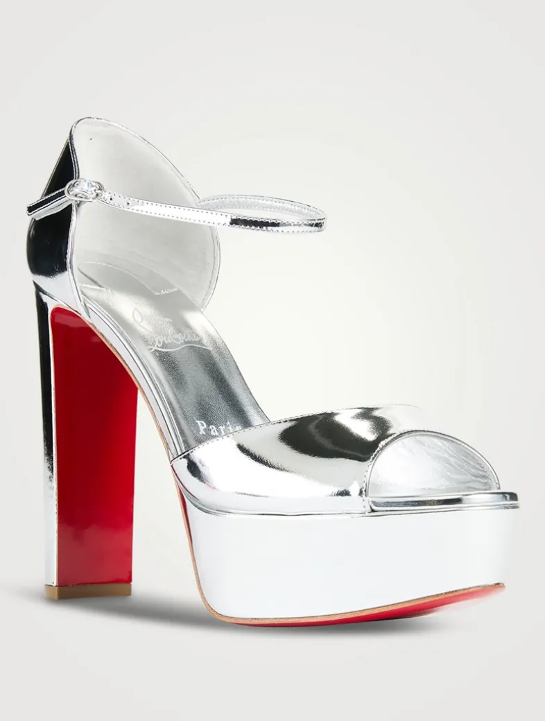 Sandaloo Mirrored Leather Platform Sandals