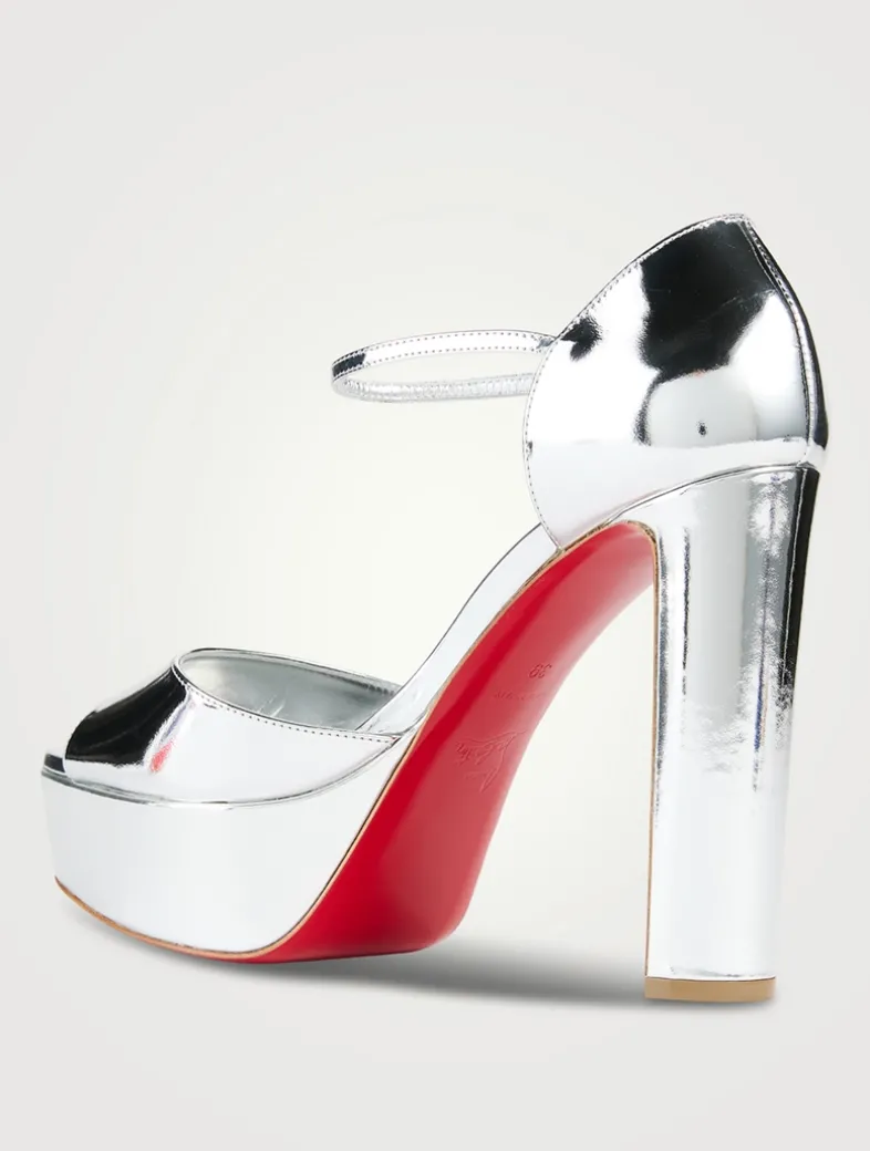 Sandaloo Mirrored Leather Platform Sandals