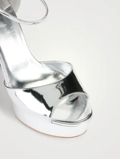 Sandaloo Mirrored Leather Platform Sandals