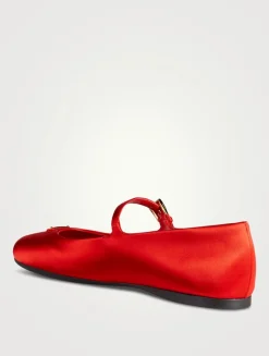 Satin Mary Jane Ballet Flats