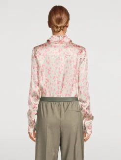 Satin Shirt In Floral Print