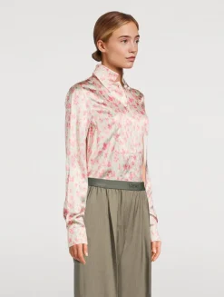Satin Shirt In Floral Print
