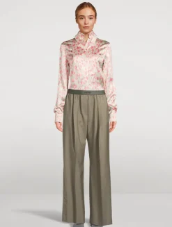 Satin Shirt In Floral Print