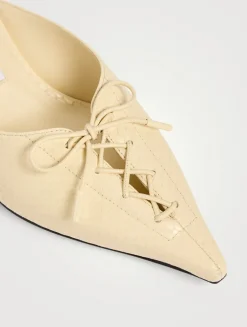 Scarlett Lizard-Embossed Leather Mules