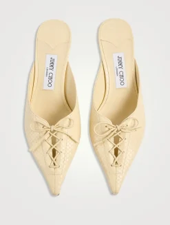 Scarlett Lizard-Embossed Leather Mules