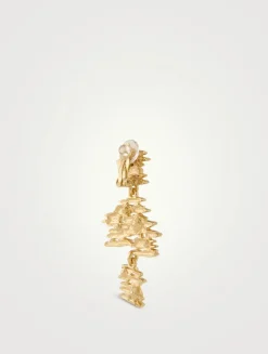 Scramble Lines With Crystal Drop Clip-On Earrings