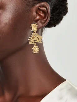 Scramble Lines With Crystal Drop Clip-On Earrings