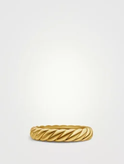 Sculpted Cable Band Ring In 18k Yellow Gold, 4.6mm