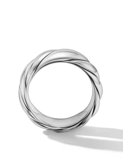 Sculpted Cable Band Ring In Sterling Silver, 9mm