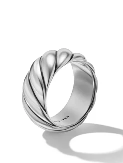 Sculpted Cable Band Ring In Sterling Silver, 9mm