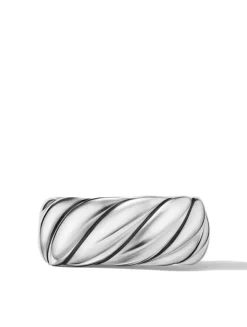 Sculpted Cable Band Ring In Sterling Silver, 9mm