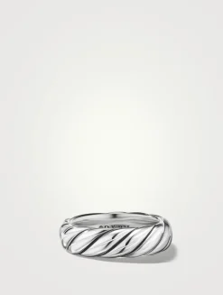 Sculpted Cable Band Ring In Sterling Silver, 6mm