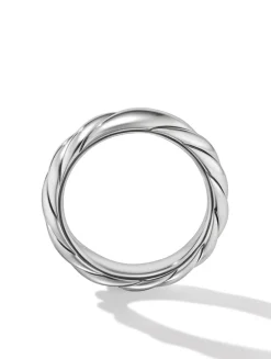Sculpted Cable Band Ring In Sterling Silver, 6mm