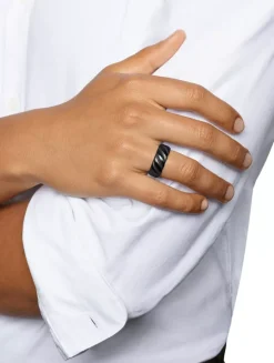 Sculpted Cable Band Ring In Black Titanium, 9mm