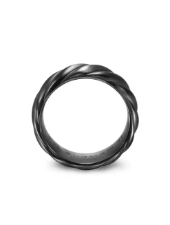 Sculpted Cable Band Ring In Black Titanium, 9mm