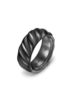 Sculpted Cable Band Ring In Black Titanium, 9mm