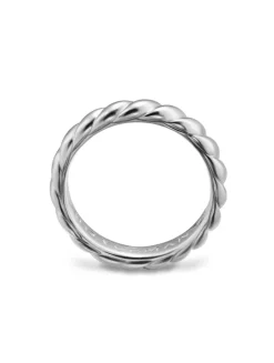 Sculpted Cable Band Ring In 18k White Gold, 5mm