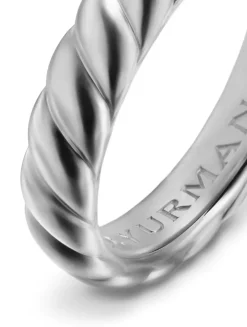 Sculpted Cable Band Ring In 18k White Gold, 5mm