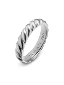 Sculpted Cable Band Ring In 18k White Gold, 5mm
