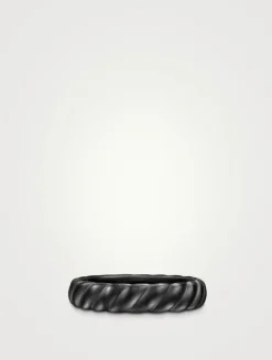 Sculpted Cable Band Ring In Black Titanium, 5mm