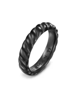Sculpted Cable Band Ring In Black Titanium, 5mm