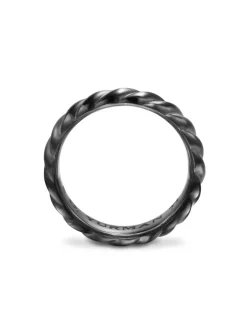 Sculpted Cable Band Ring In Black Titanium, 5mm