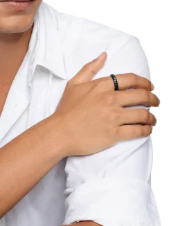 Sculpted Cable Band Ring In Black Titanium, 5mm