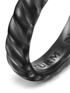 Sculpted Cable Band Ring In Black Titanium, 5mm