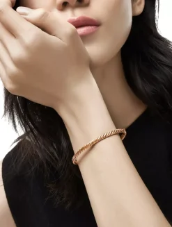 Sculpted Cable Bangle Bracelet In 18k Rose Gold, 4.6mm