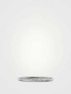 Sculpted Cable Bangle Bracelet In 18k White Gold, 4.6mm