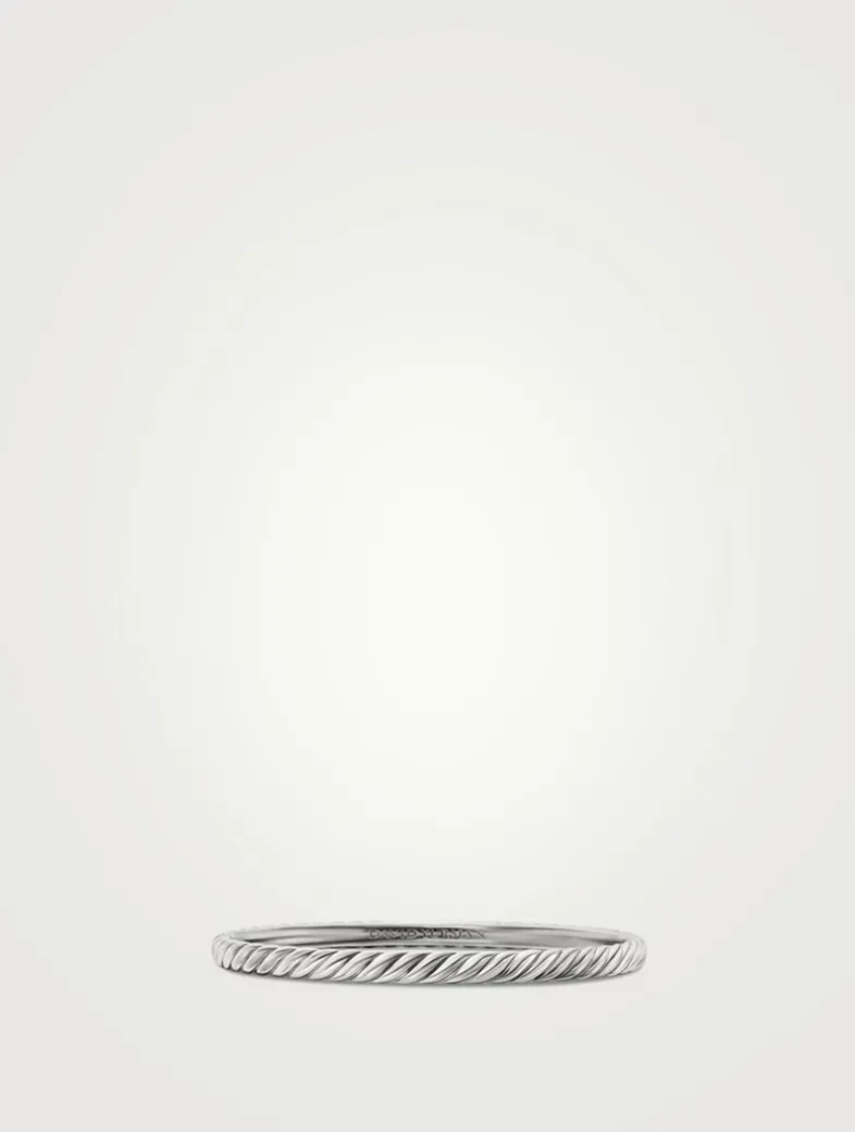 Sculpted Cable Bangle Bracelet In 18k White Gold, 4.6mm