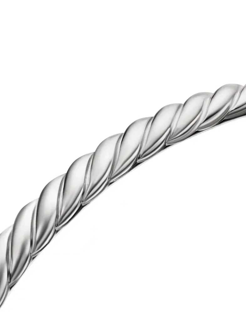 Sculpted Cable Bangle Bracelet In 18k White Gold, 4.6mm