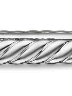 Sculpted Cable Bangle Bracelet In 18k White Gold, 4.6mm
