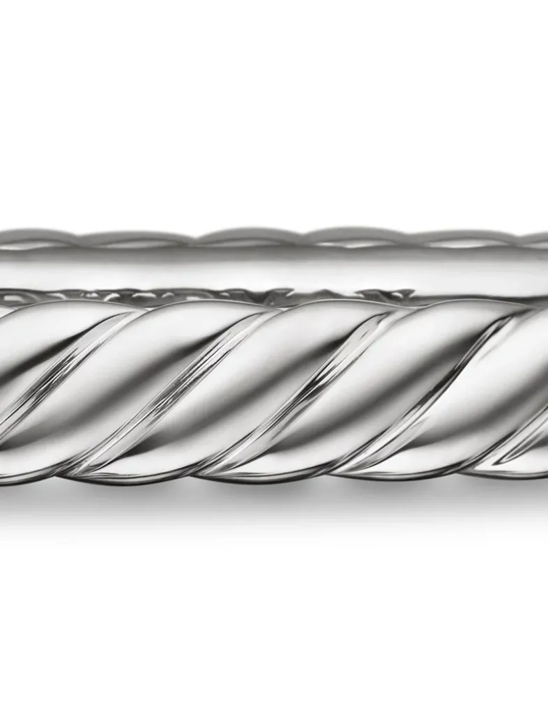 Sculpted Cable Bangle Bracelet In 18k White Gold, 4.6mm