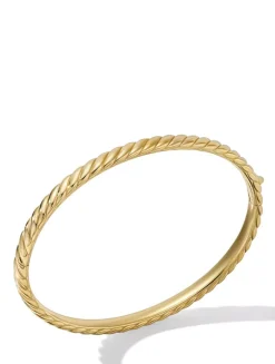 Sculpted Cable Bangle Bracelet In 18k Yellow Gold, 4.6mm