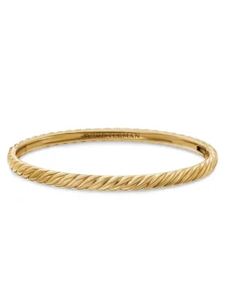 Sculpted Cable Bangle Bracelet In 18k Yellow Gold, 4.6mm