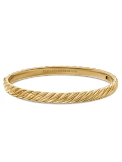 Sculpted Cable Bangle Bracelet In 18k Yellow Gold, 6.2mm
