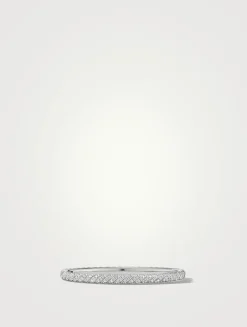 Sculpted Cable Bangle Bracelet In 18k White Gold With Diamonds