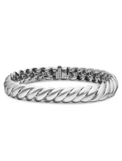 Sculpted Cable Bracelet In Sterling Silver, 8.5mm