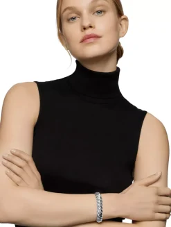 Sculpted Cable Bracelet In Sterling Silver, 14mm